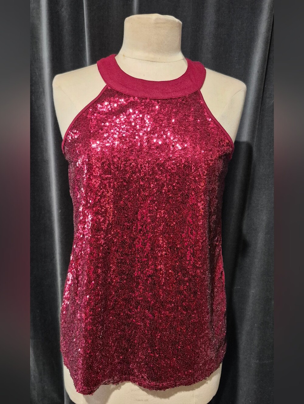 No Boundaries Sparkling Strapless Sequin Top in Wine Red (Box C)